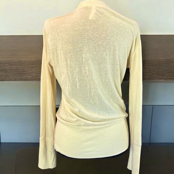 COLOR STORY V Neck Cardigan Sweat Yellow Snap Front Long Sleeve TOP Women’s L - Picture 5 of 8